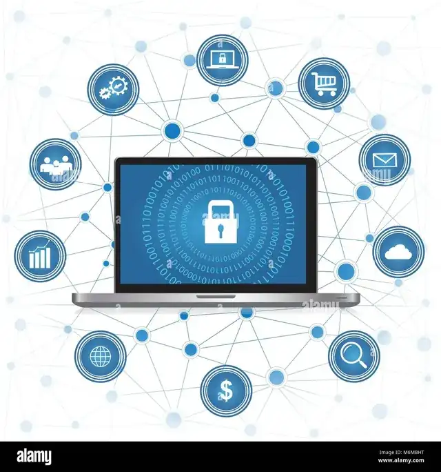 cybersecurity concept with laptop showing secure website protection