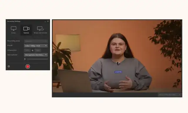 online course creator recording an educational video in a home studio
