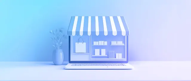 online store owner packing orders with laptop showing ecommerce dashboard