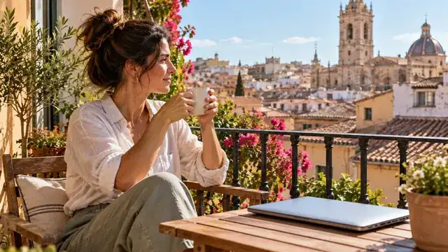 web design agency office with laptop showing a website for businesses in Valencia Spain