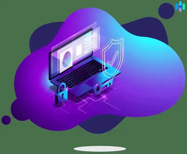 cybersecurity concept with laptop showing secure website protection
