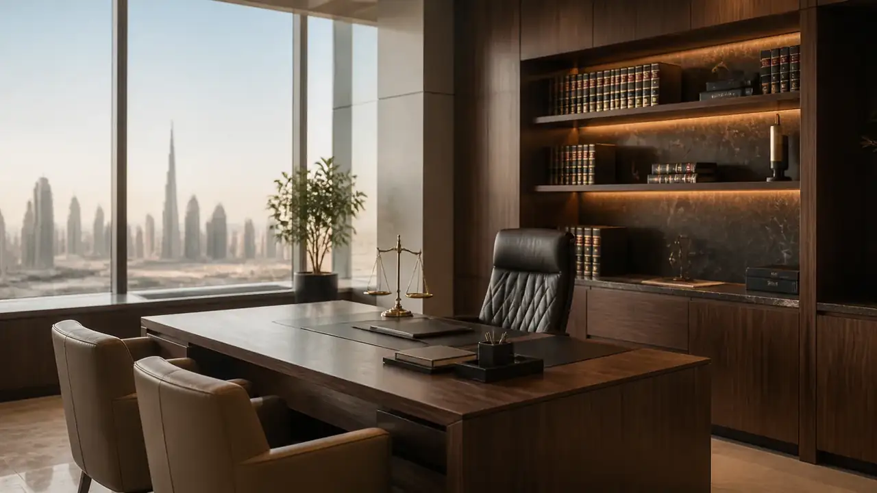 modern law firm office with lawyer working on legal documents