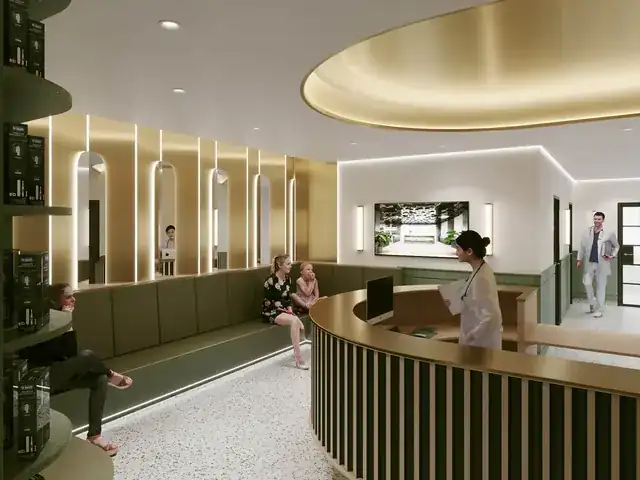 modern medical clinic reception with friendly professional staff