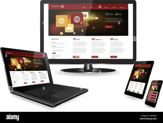 responsive web design shown on laptop tablet and smartphone together