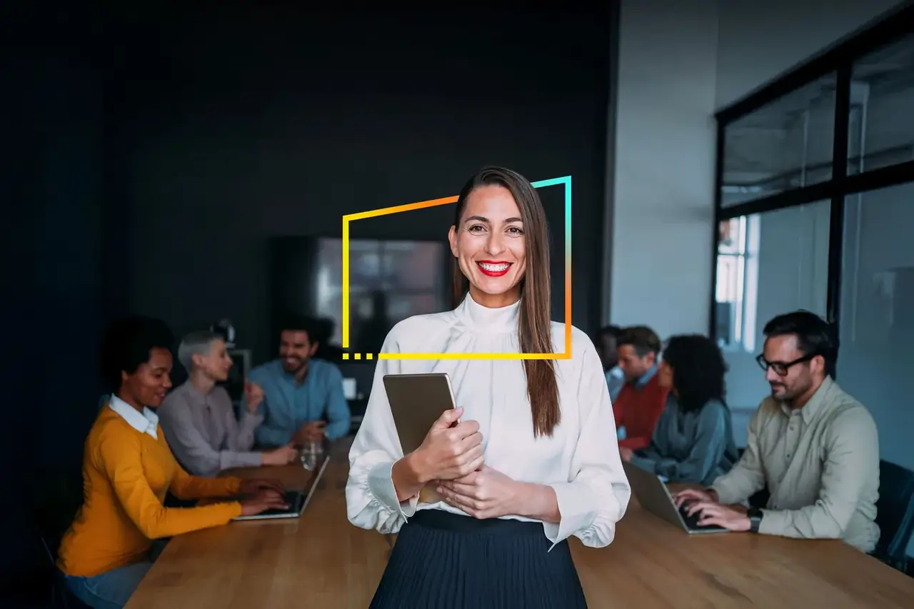 business consultant presenting growth strategy to clients in a meeting room