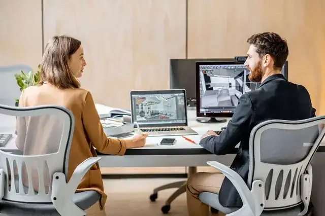 web design agency office with laptop showing a website for businesses in Barcelona Spain