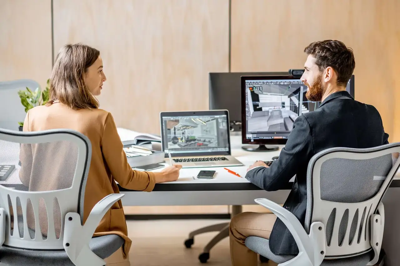 web design agency office with laptop showing a website for businesses in Barcelona Spain