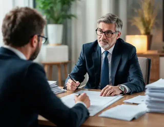 modern law firm office with lawyer working on legal documents