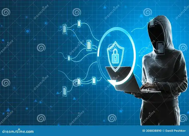cybersecurity concept with laptop showing secure website protection