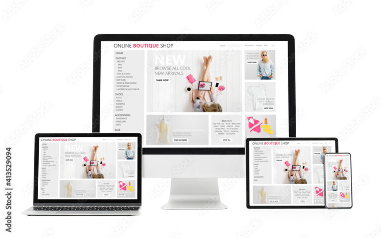 Adaptive and responsive web design concept showing sample website on different tech gadgets and screen sizes included in our professional website management for small business